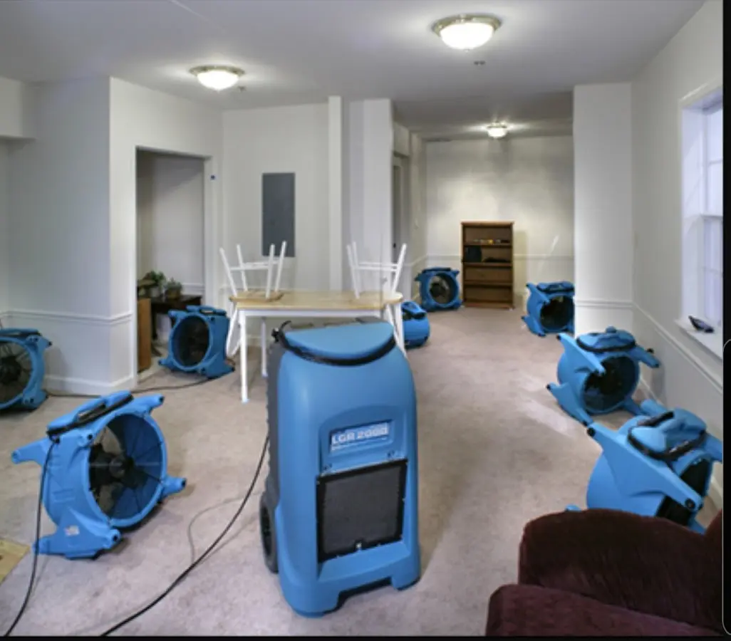 Air movers and dehumidifier setup for Water Extraction & Removal in Fort Campbell North